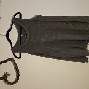 🌿Free People Olive Green Cold-Shoulder Sweater🌿